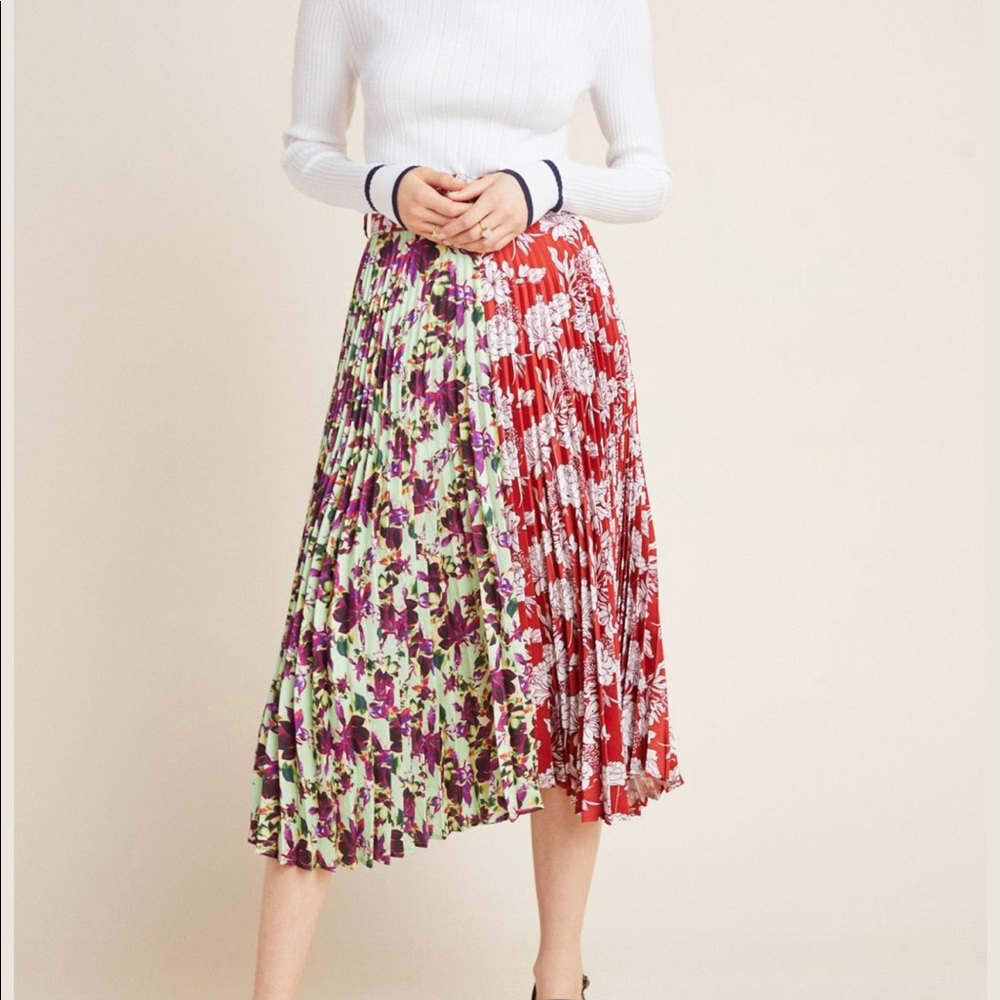 anthropologie delfi collective carlyn pleated midi skirt xs nwt